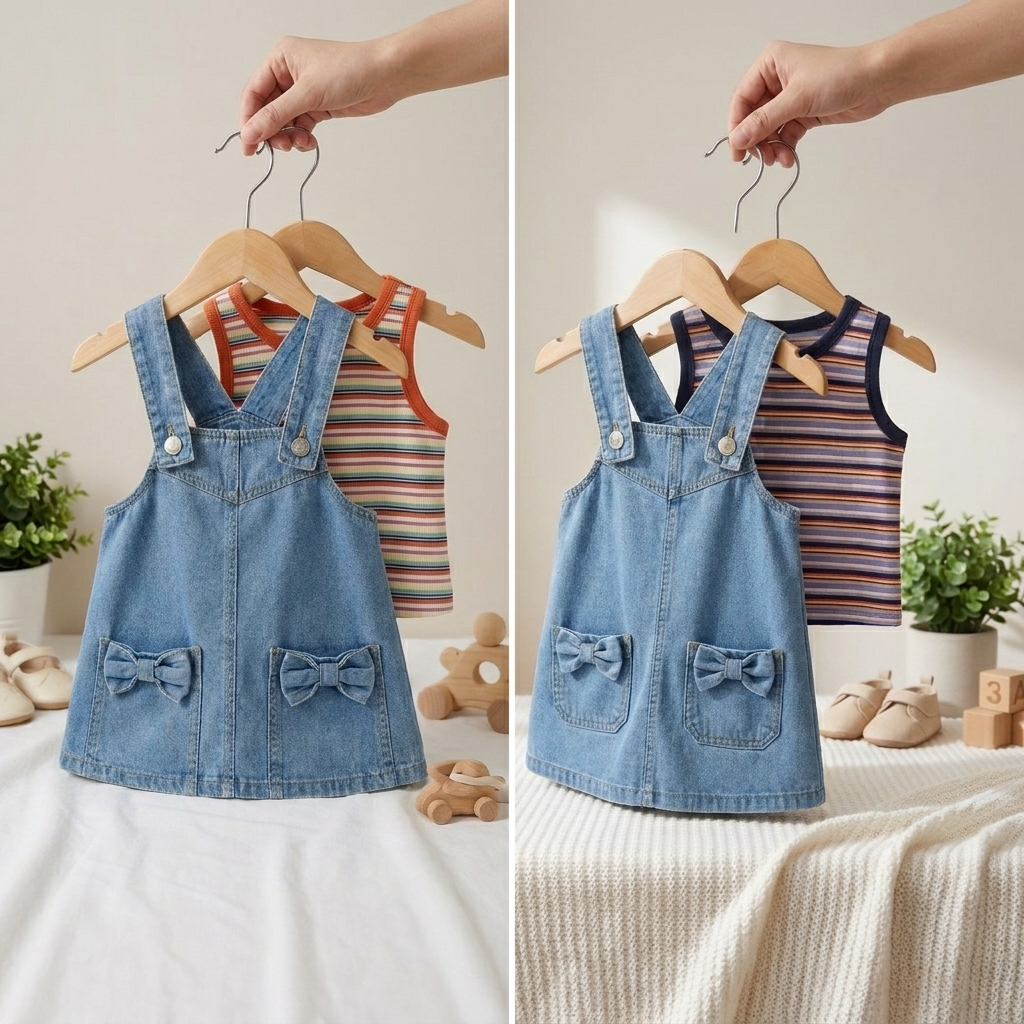Baby Denim Pinafore Set