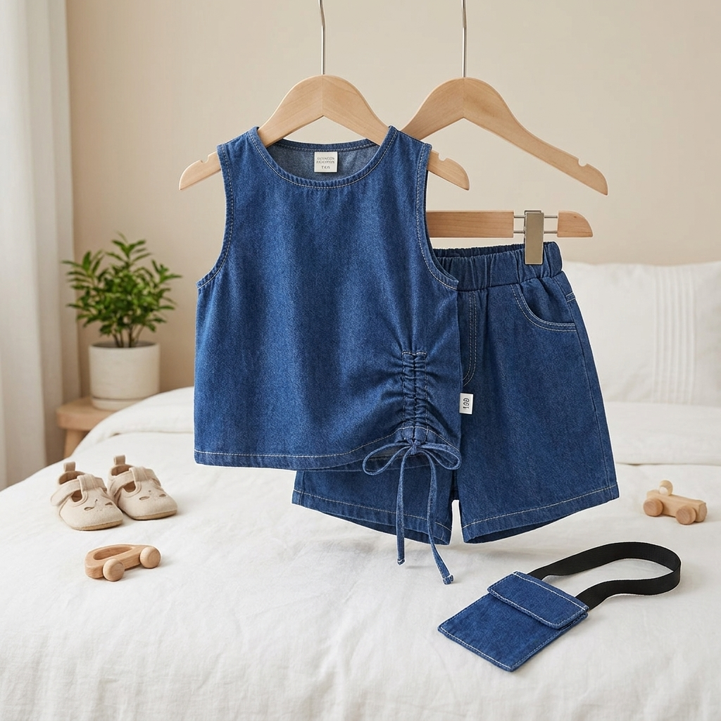 Girls Denim Summer Set