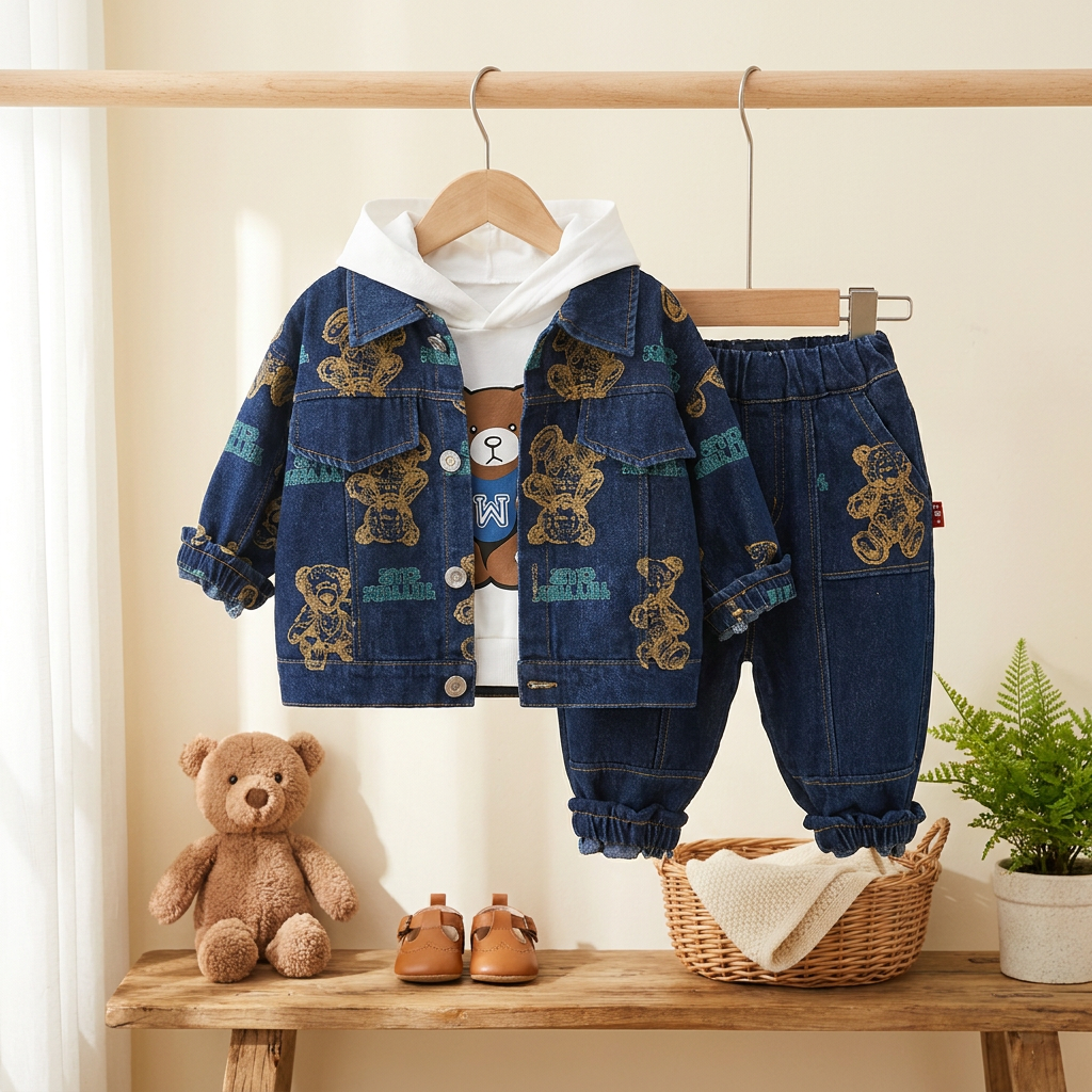 Classic Brown Bear Denim Set
