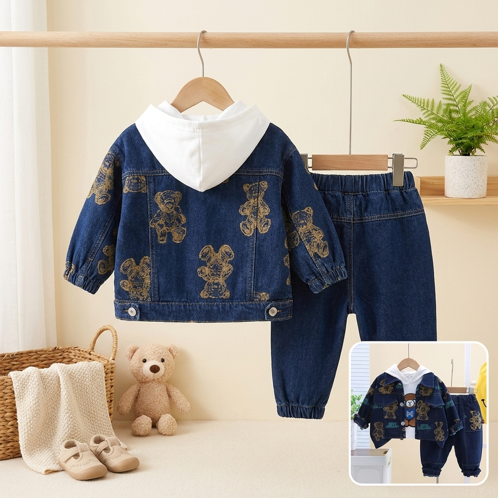 Classic Brown Bear Denim Set