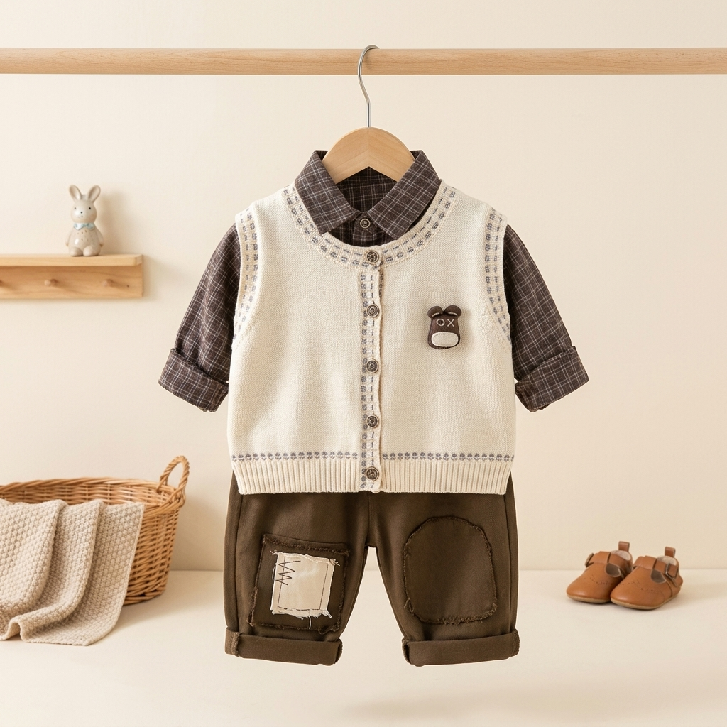 Classic Knit Vest 3-Piece Baby Outfit Set