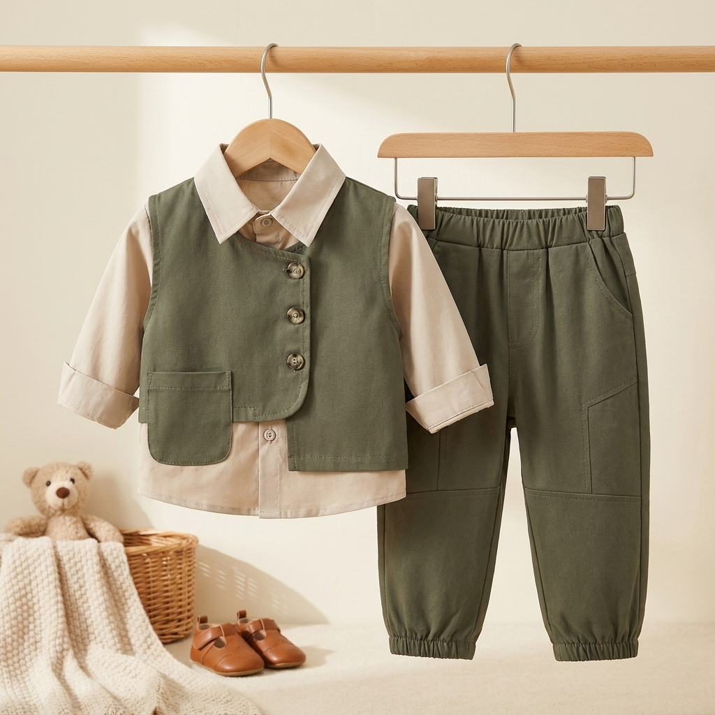 Classic Vest Set Olive Green