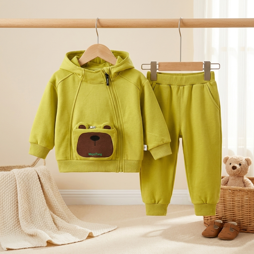 Bear Hoodie Set Green