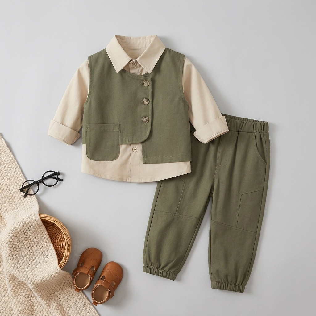 Classic Vest Set Olive Green