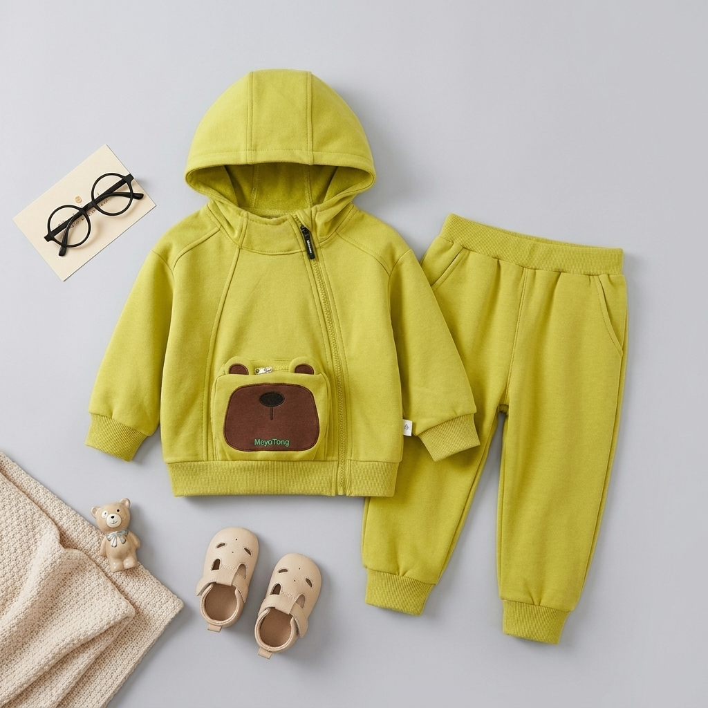 Bear Hoodie Set Green