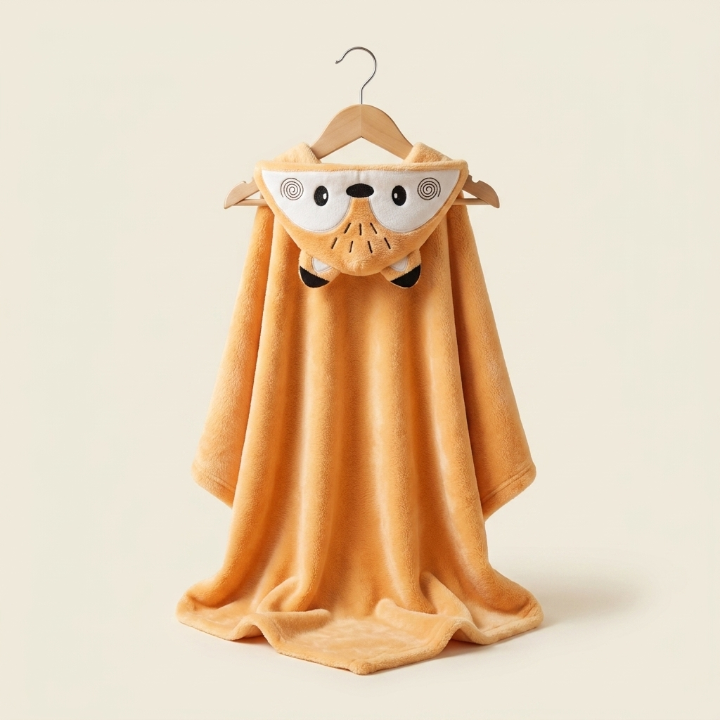 Fox Hooded Plush Baby Blanket – Ultra Soft Character Wrap (Orange)