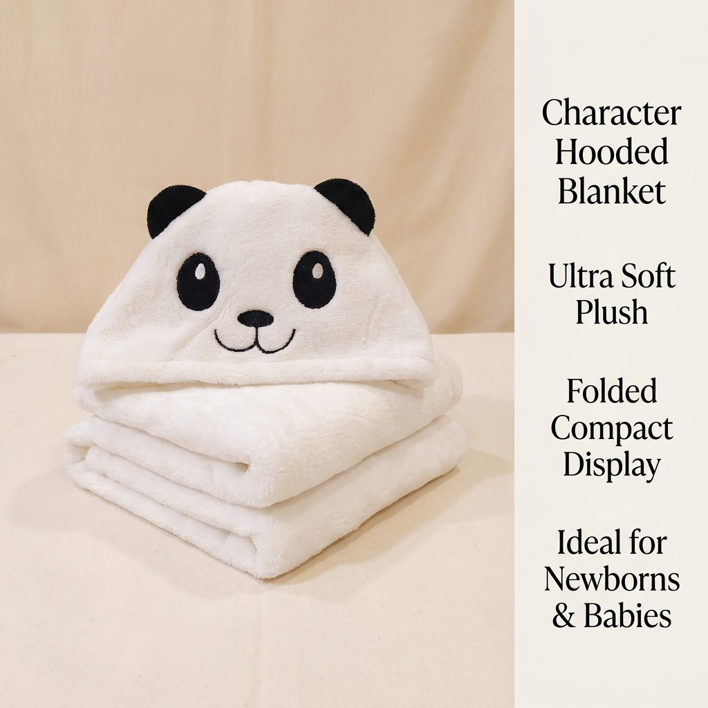 Panda Character Hooded Baby Shawl