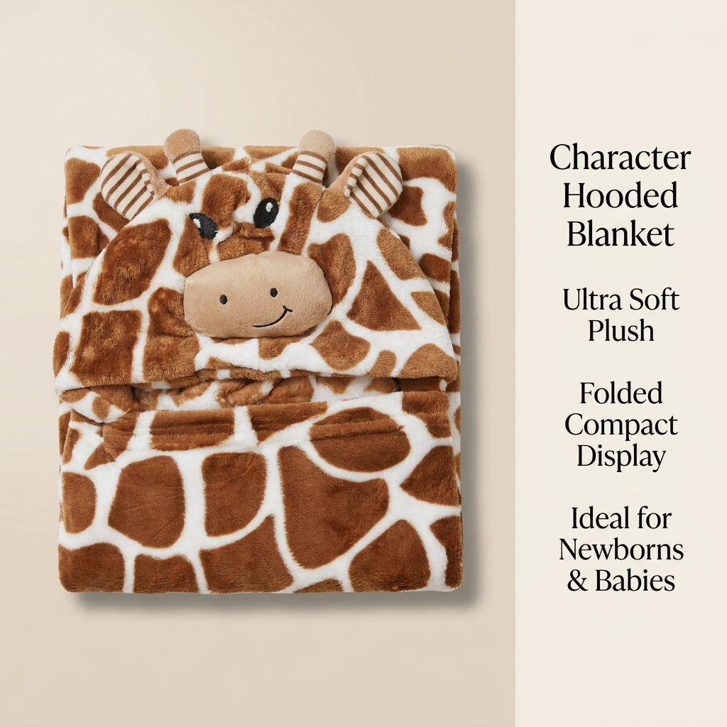 Giraffe Character Hooded Baby Shawl