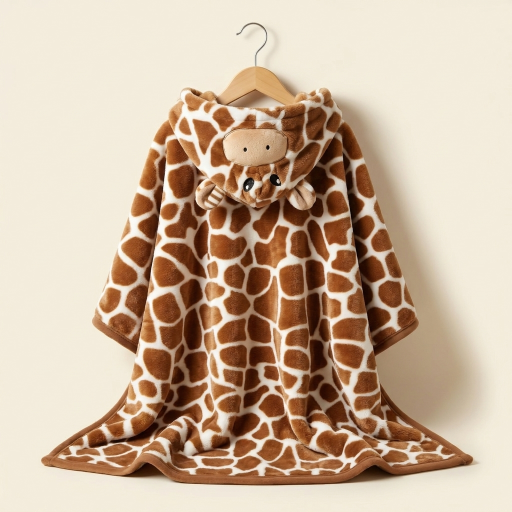 Giraffe Character Hooded Baby Shawl