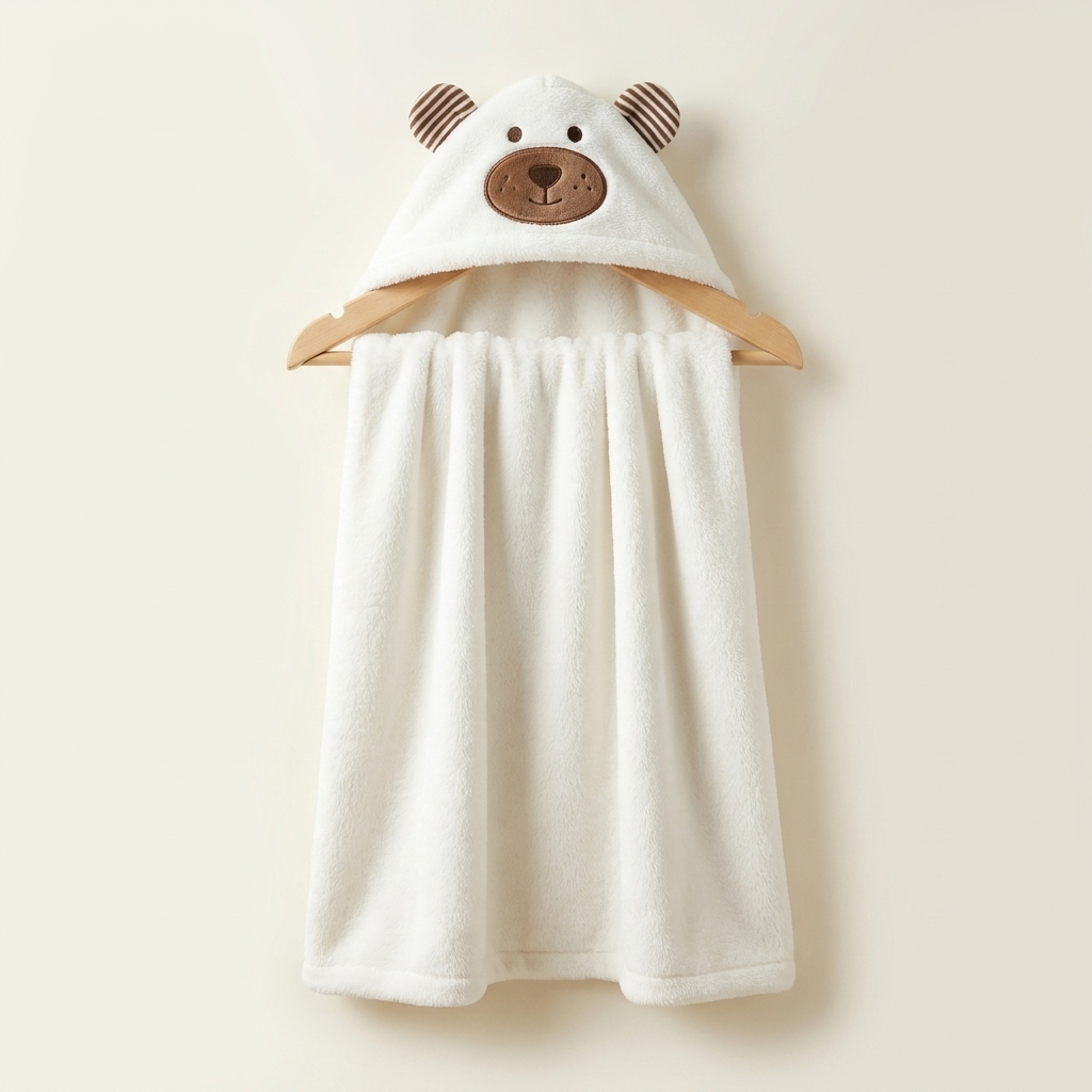 Bear Hooded Baby Blanket – Ultra Soft Plush Blanket (White)