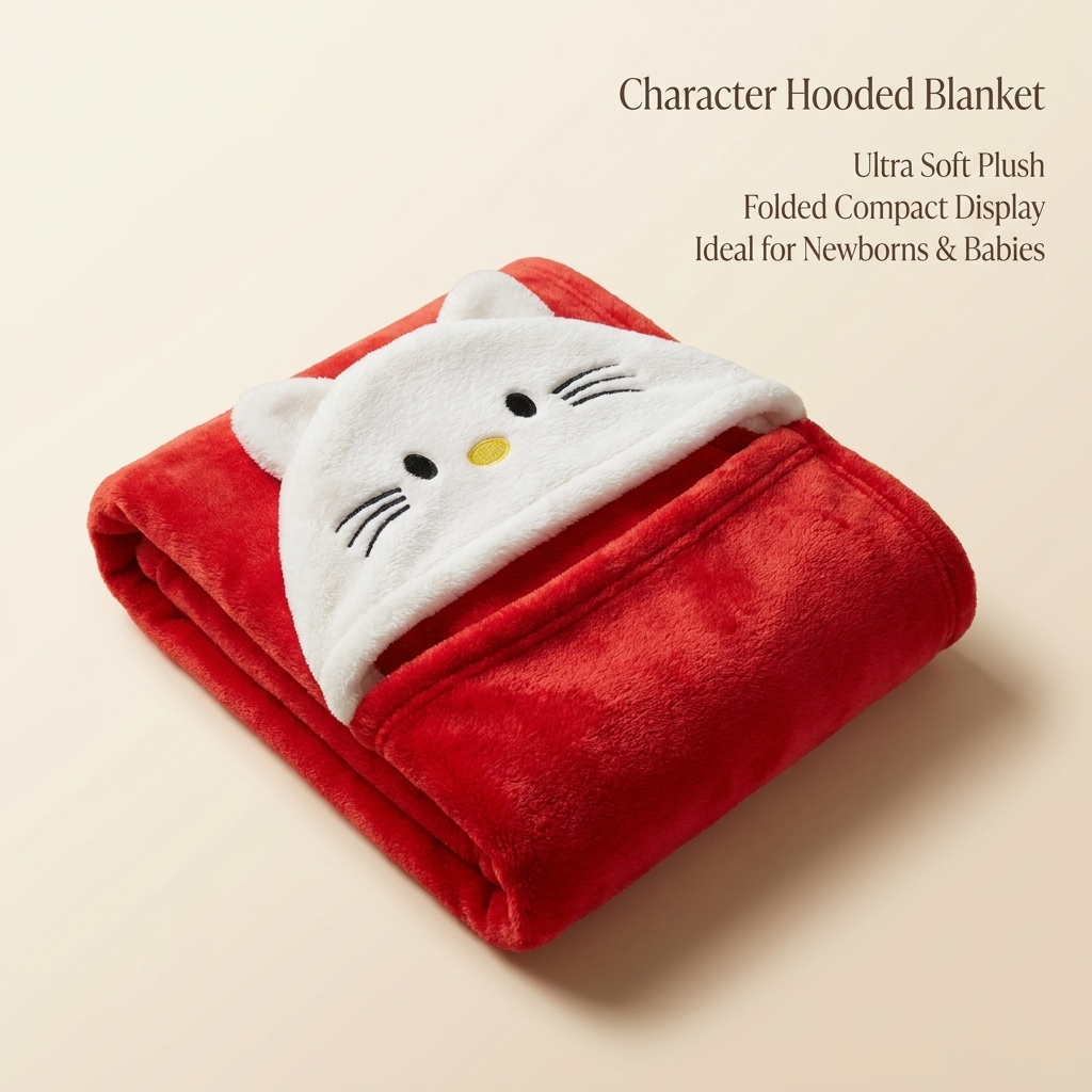 Baby Kitty Hooded Plush Blanket – Red