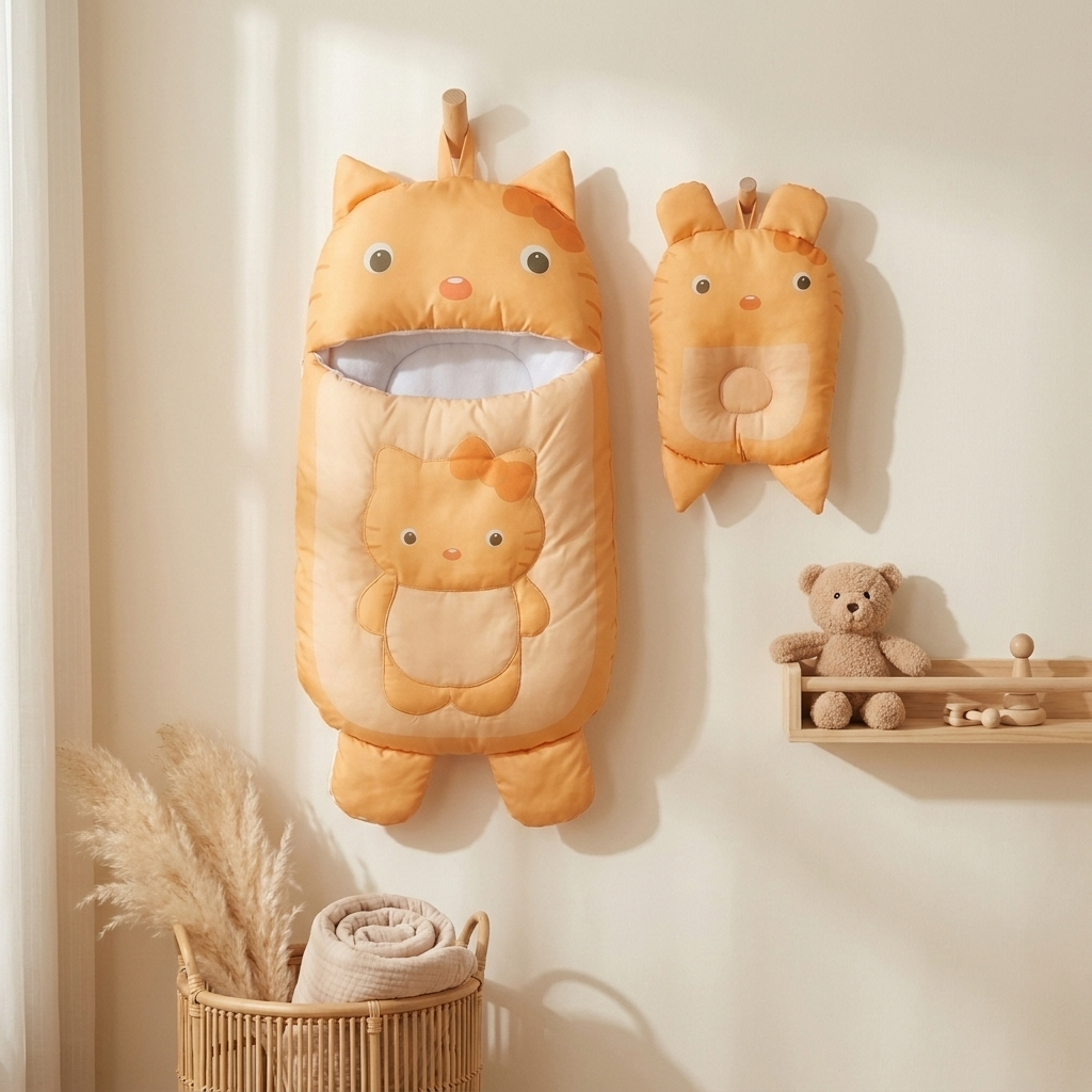 Orange Kitty Baby Carry Nest & Sleeping Bag Set