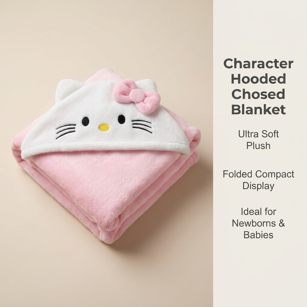 Hello Kitty Hooded Baby Blanket – Ultra Soft Plush Blanket (Pink)