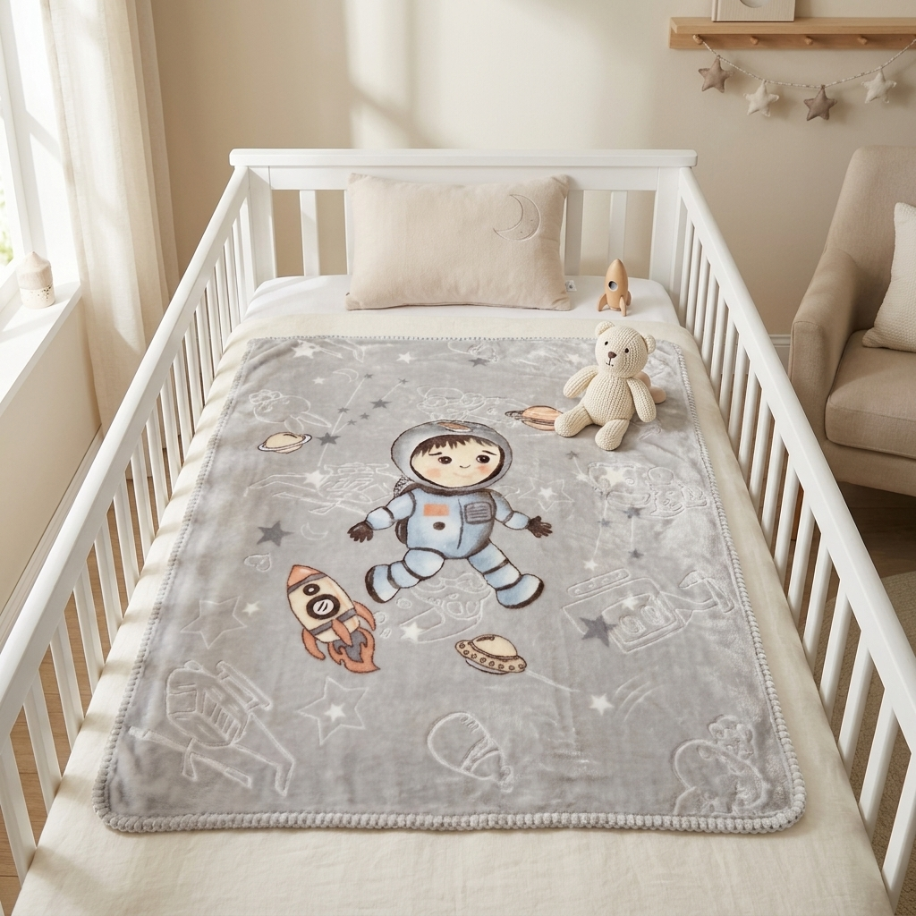 Astronaut Plush Baby Blanket – 70 × 100 cm