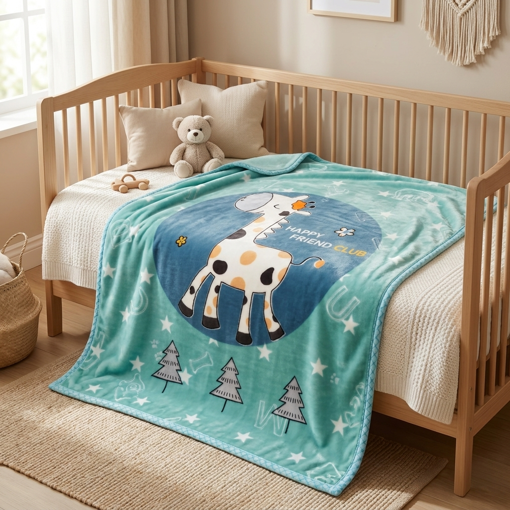 Happy Giraffe Plush Baby Blanket – 70 × 100 cm