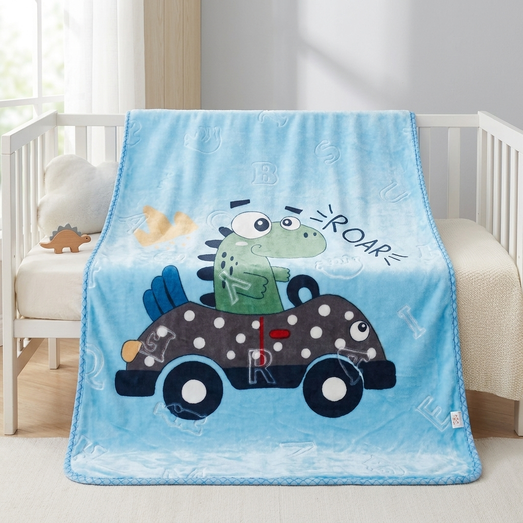 Dinosaur Adventure Plush Baby Blanket – 70 × 100 cm