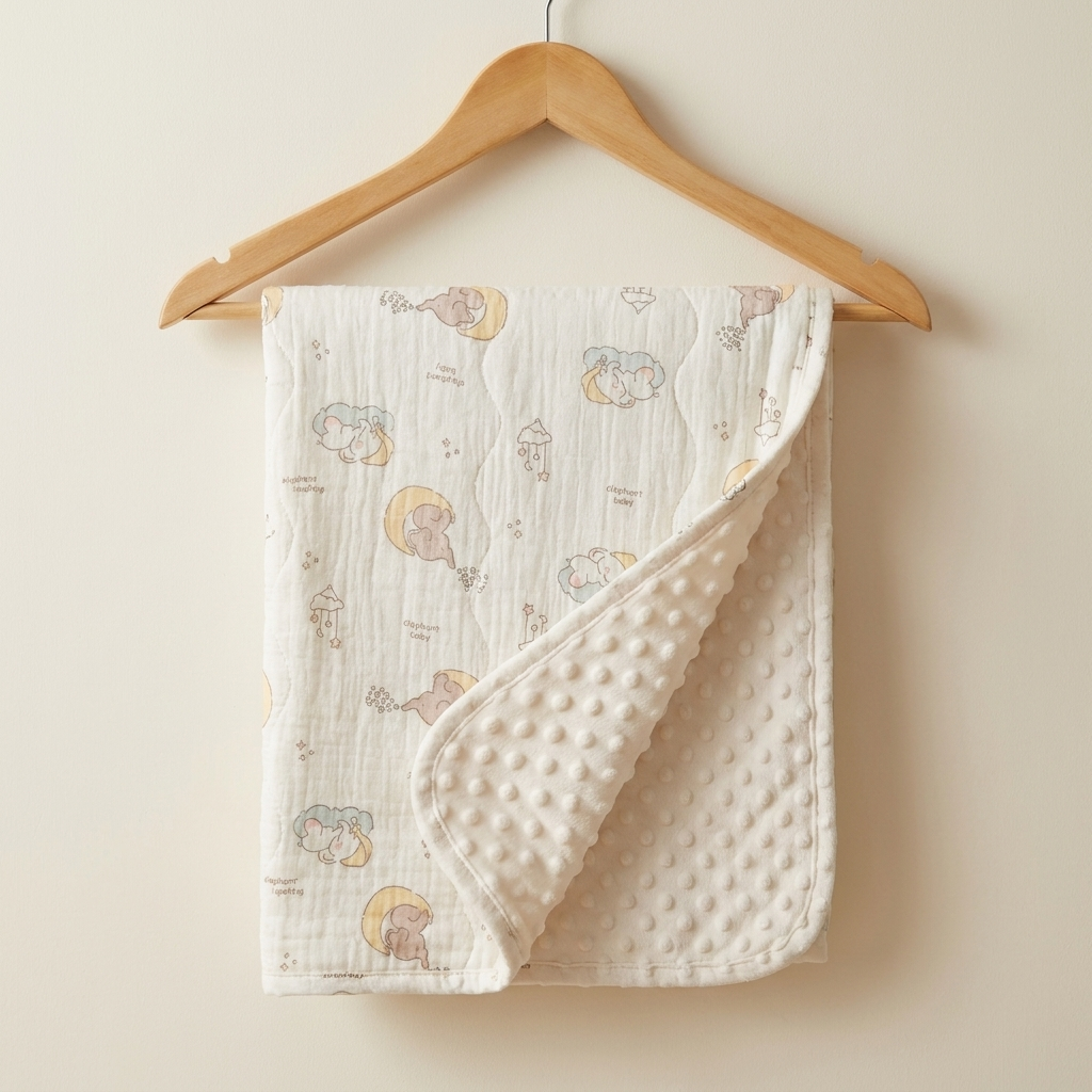 Dream Moon Muslin & Minky Baby Blanket – 75 × 100 cm