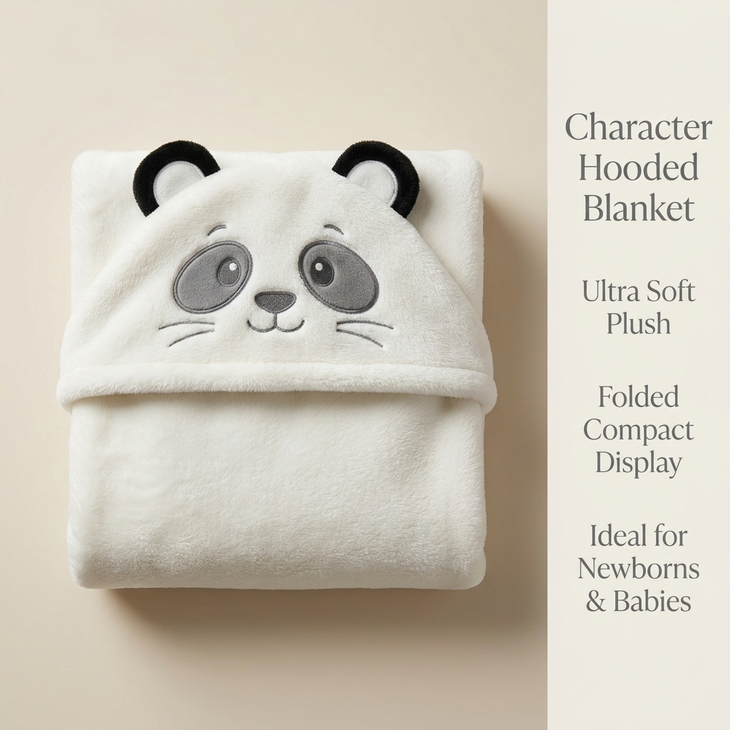 Panda Hooded Baby Blanket – Ultra Soft Plush Blanket (White)