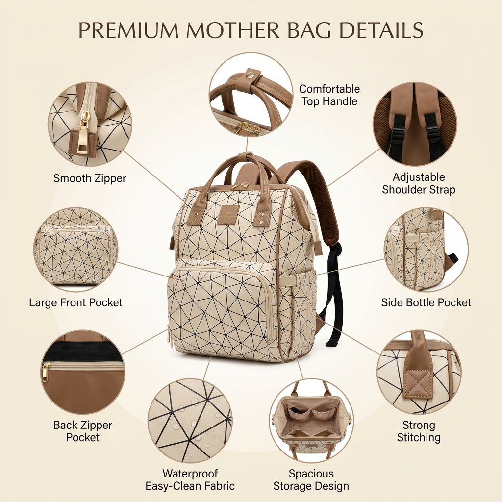 Premium Geometric Waterproof Diaper Backpack