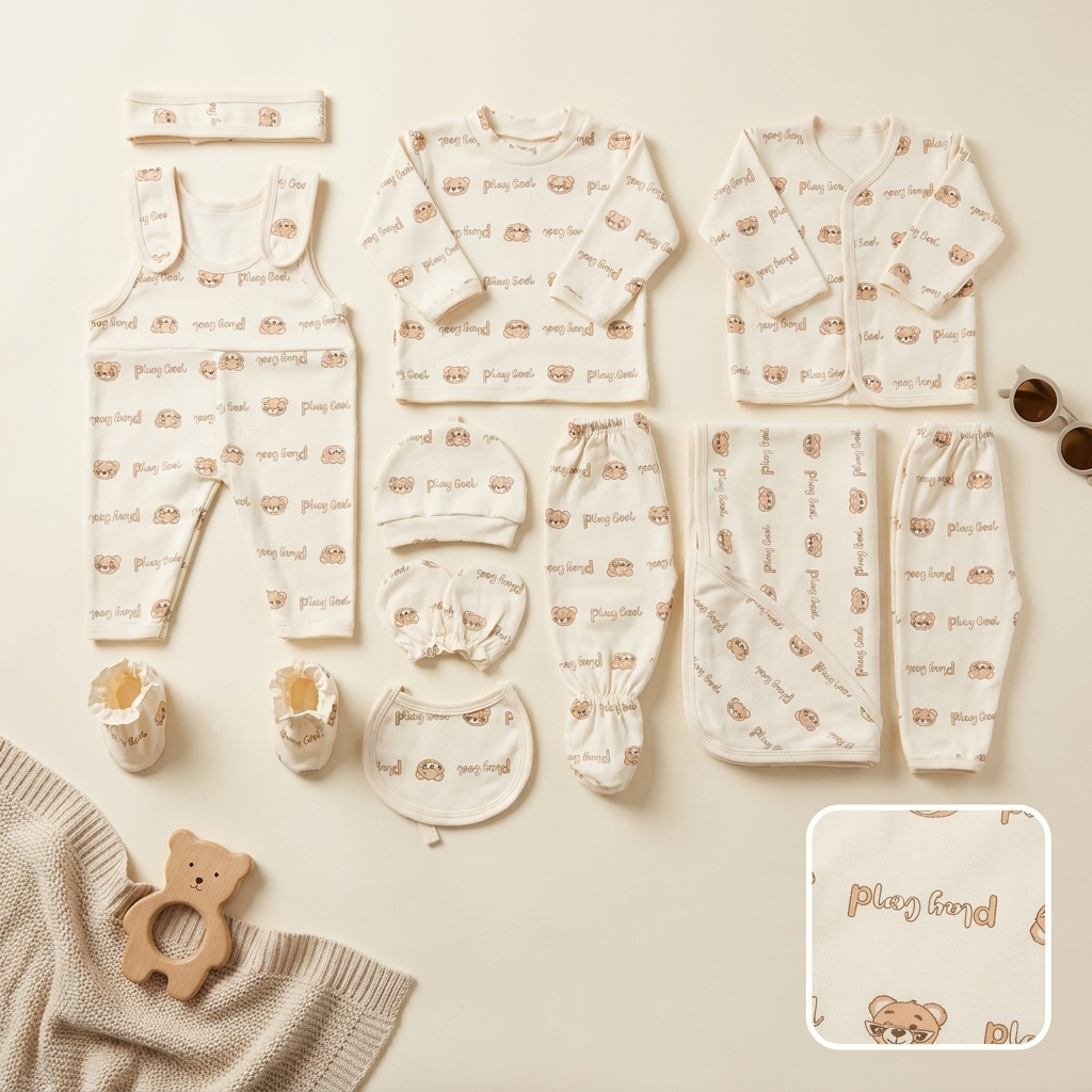 11 Piece Newborn Baby Gift Set – Playful Bear Print