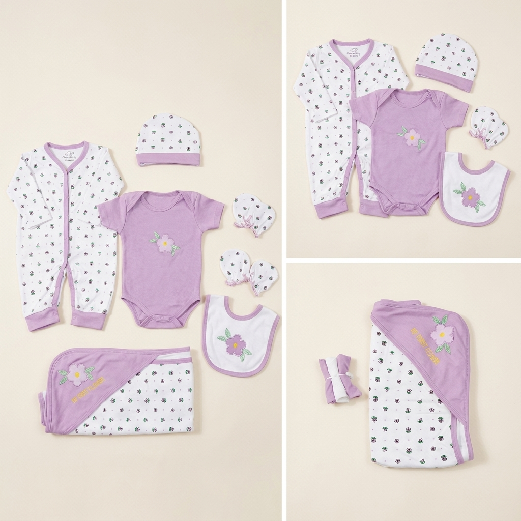 Lavender Bloom 8-Piece Newborn Gift Set