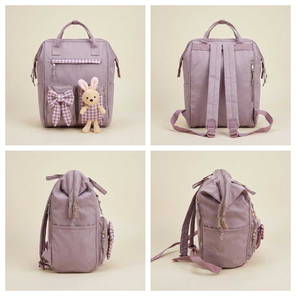 Premium Bunny Diaper Backpack – Lavender