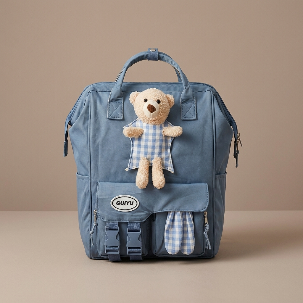 Premium Teddy Diaper Backpack – Blue