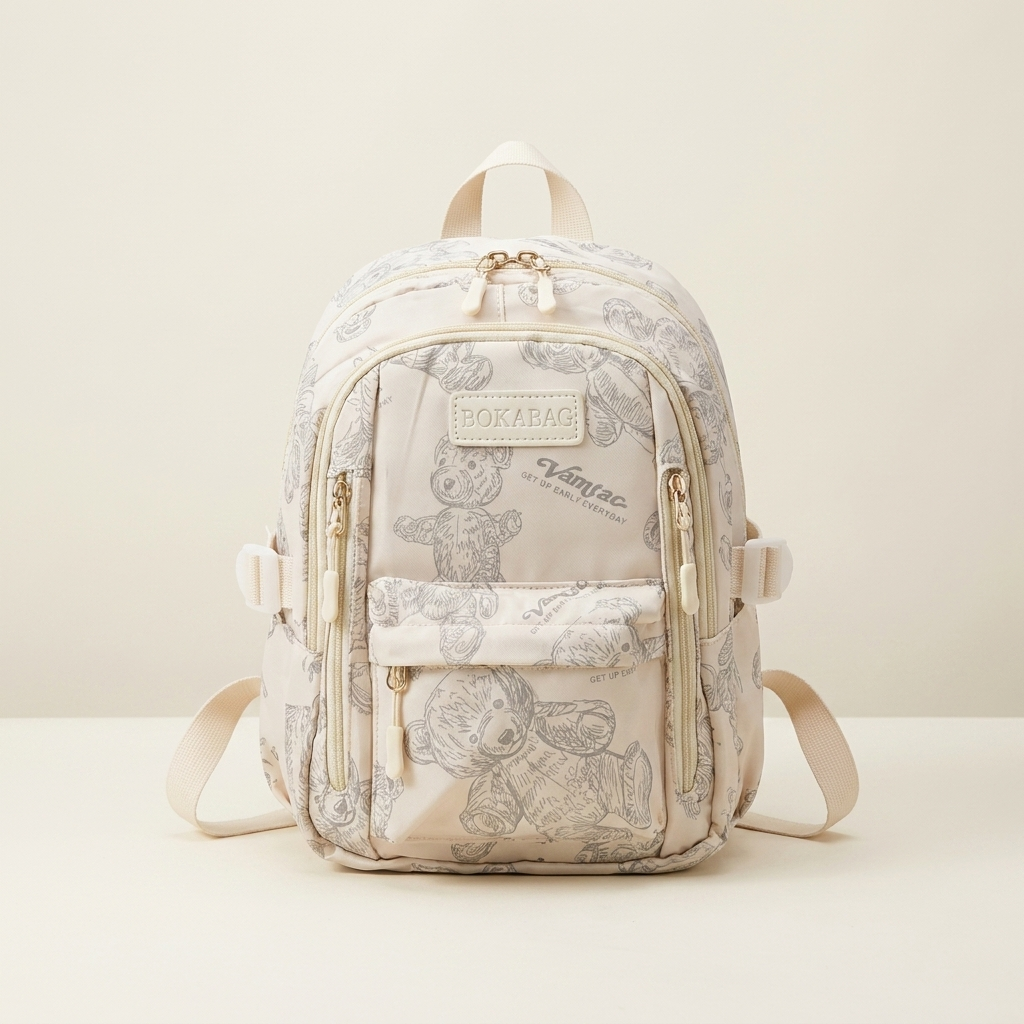 Vintage Teddy Print Kids Backpack