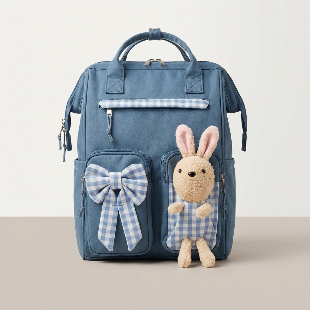 Premium Blue Bunny Diaper Backpack – Large Capacity Mother Bag