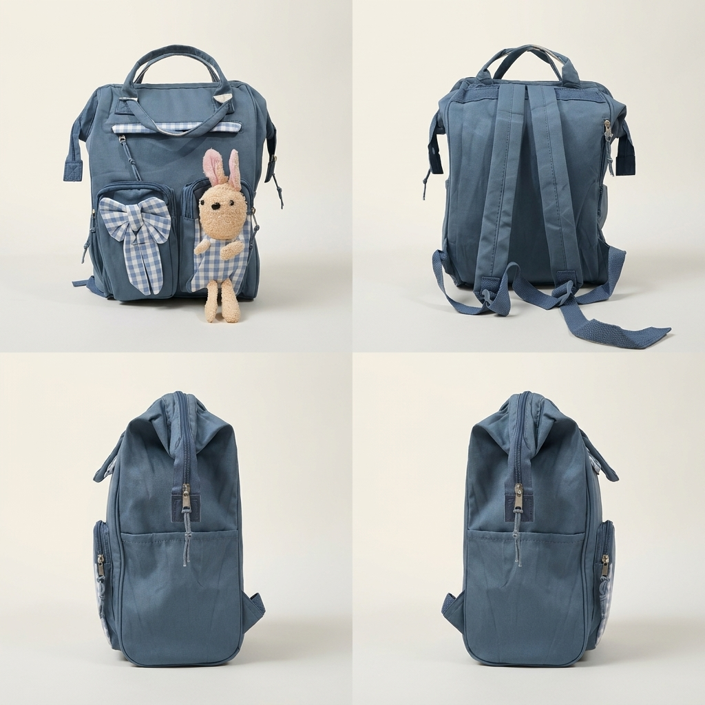 Premium Blue Bunny Diaper Backpack – Large Capacity Mother Bag