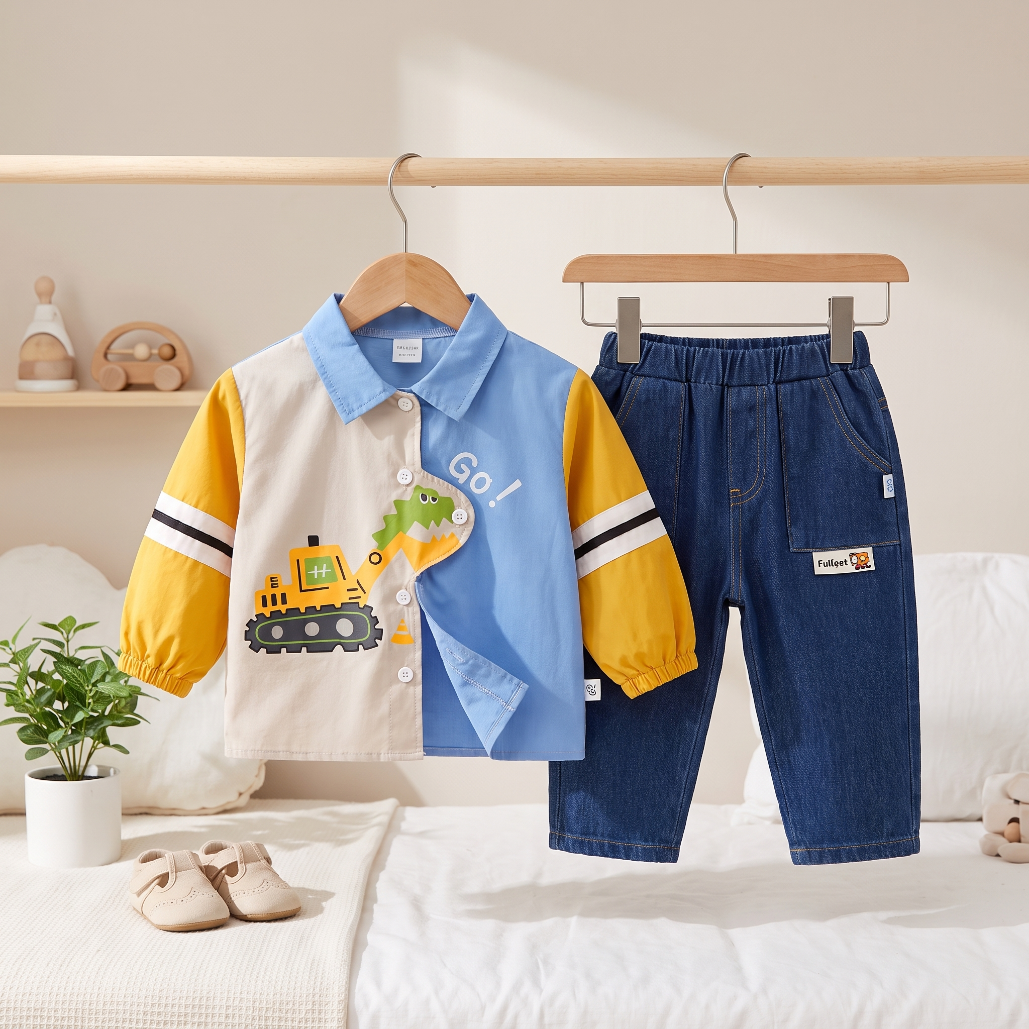 Boys Construction Adventure Denim Outfit Set