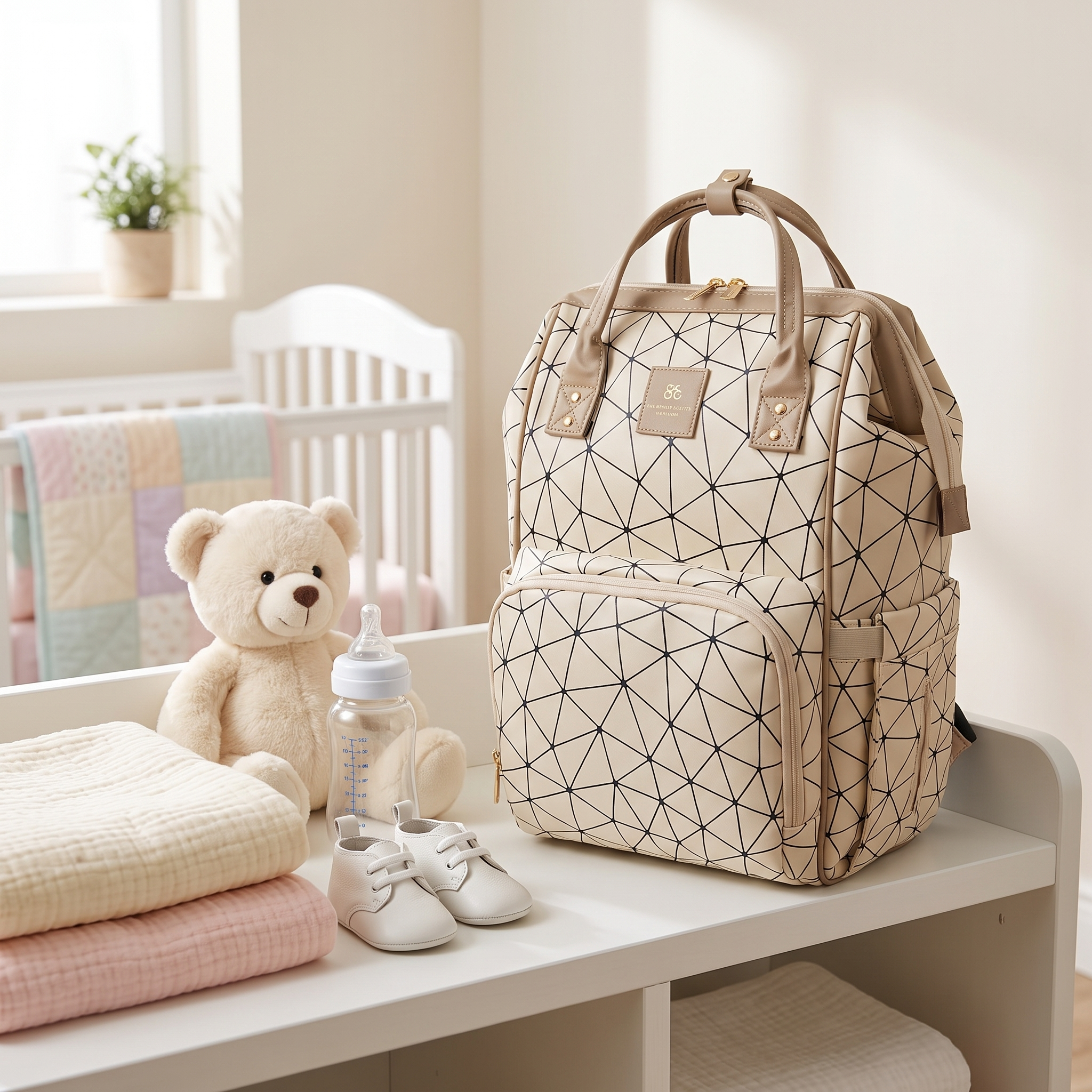 Premium Geometric Waterproof Diaper Backpack