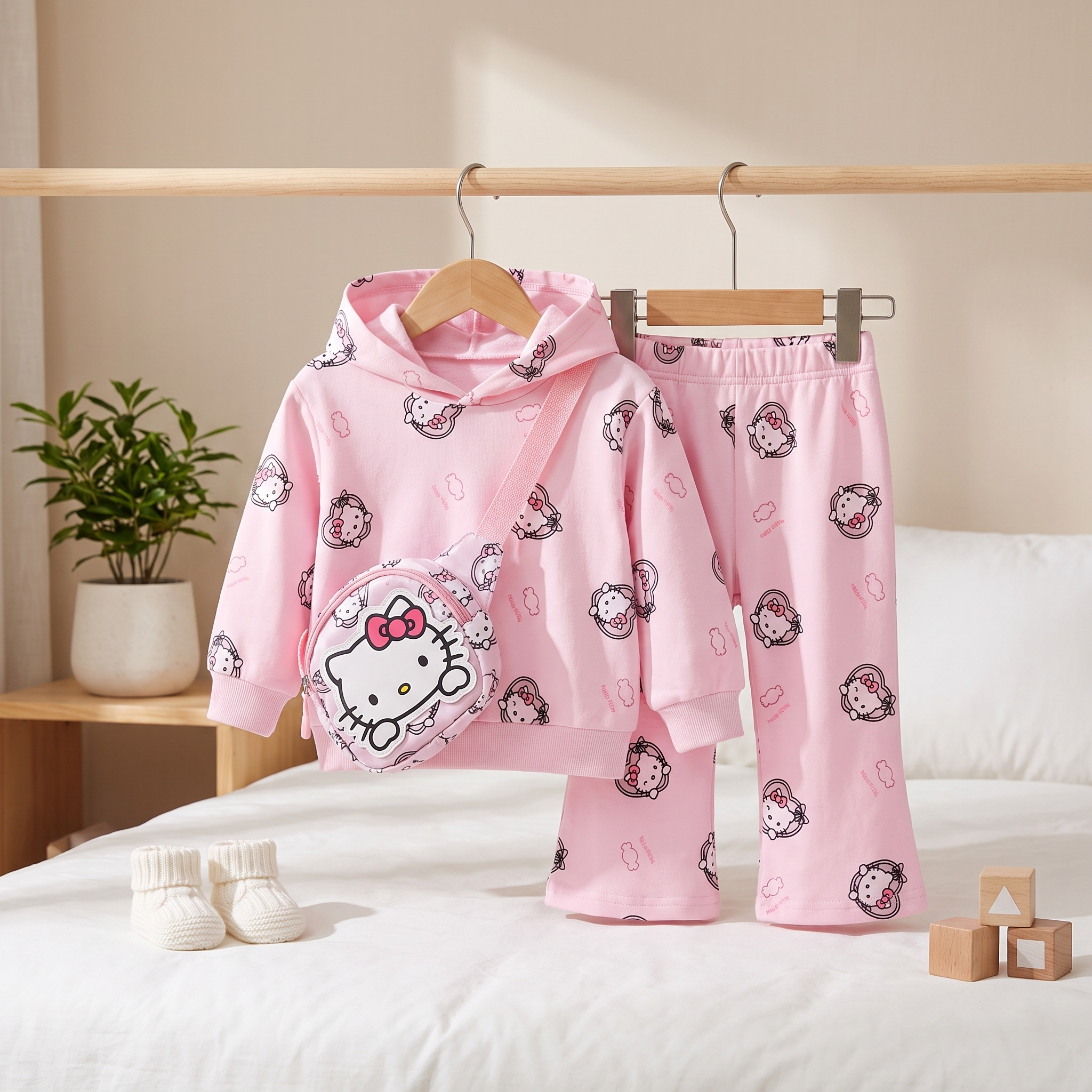 Hello Kitty Hooded Tracksuit Set with Crossbody Bag