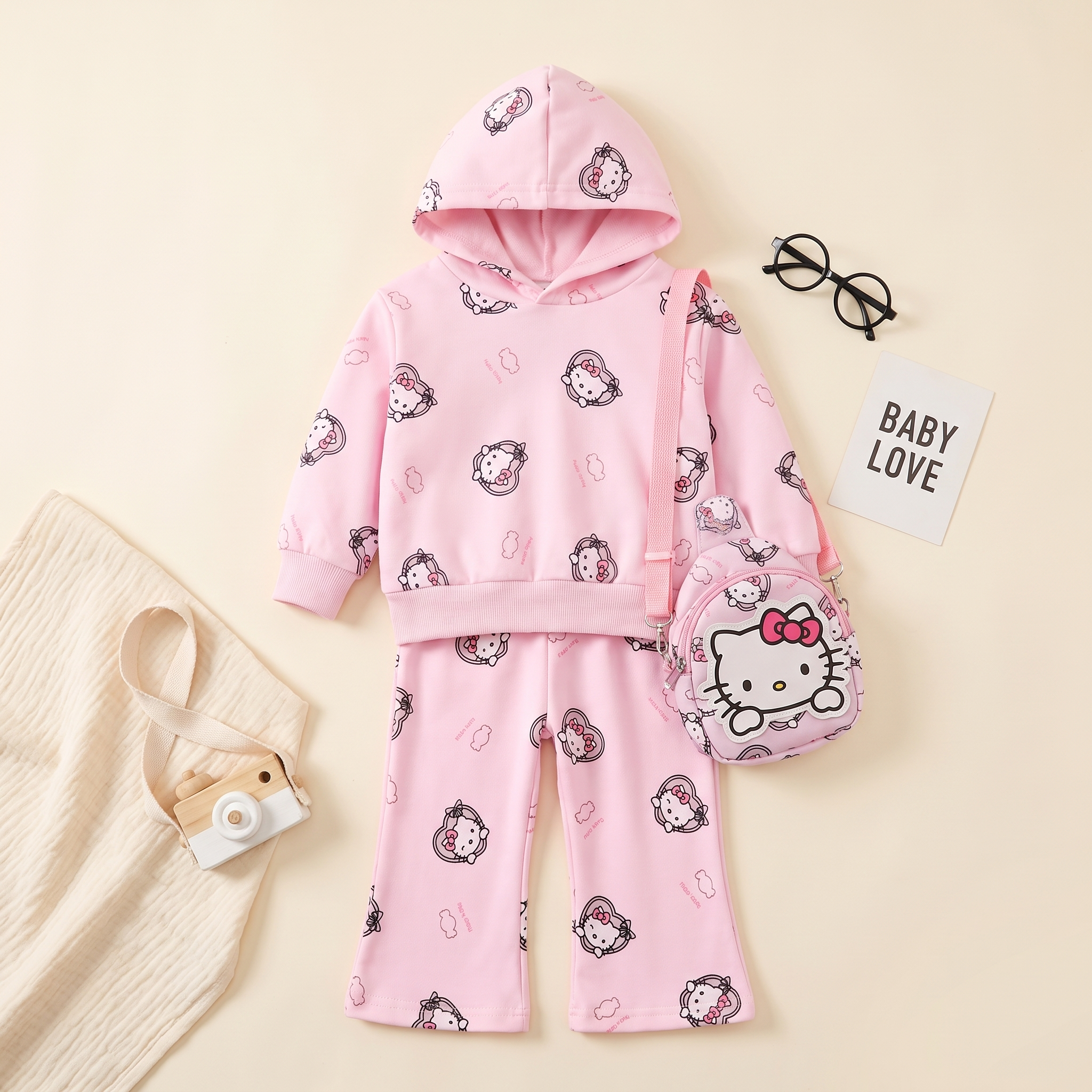 Hello Kitty Hooded Tracksuit Set with Crossbody Bag