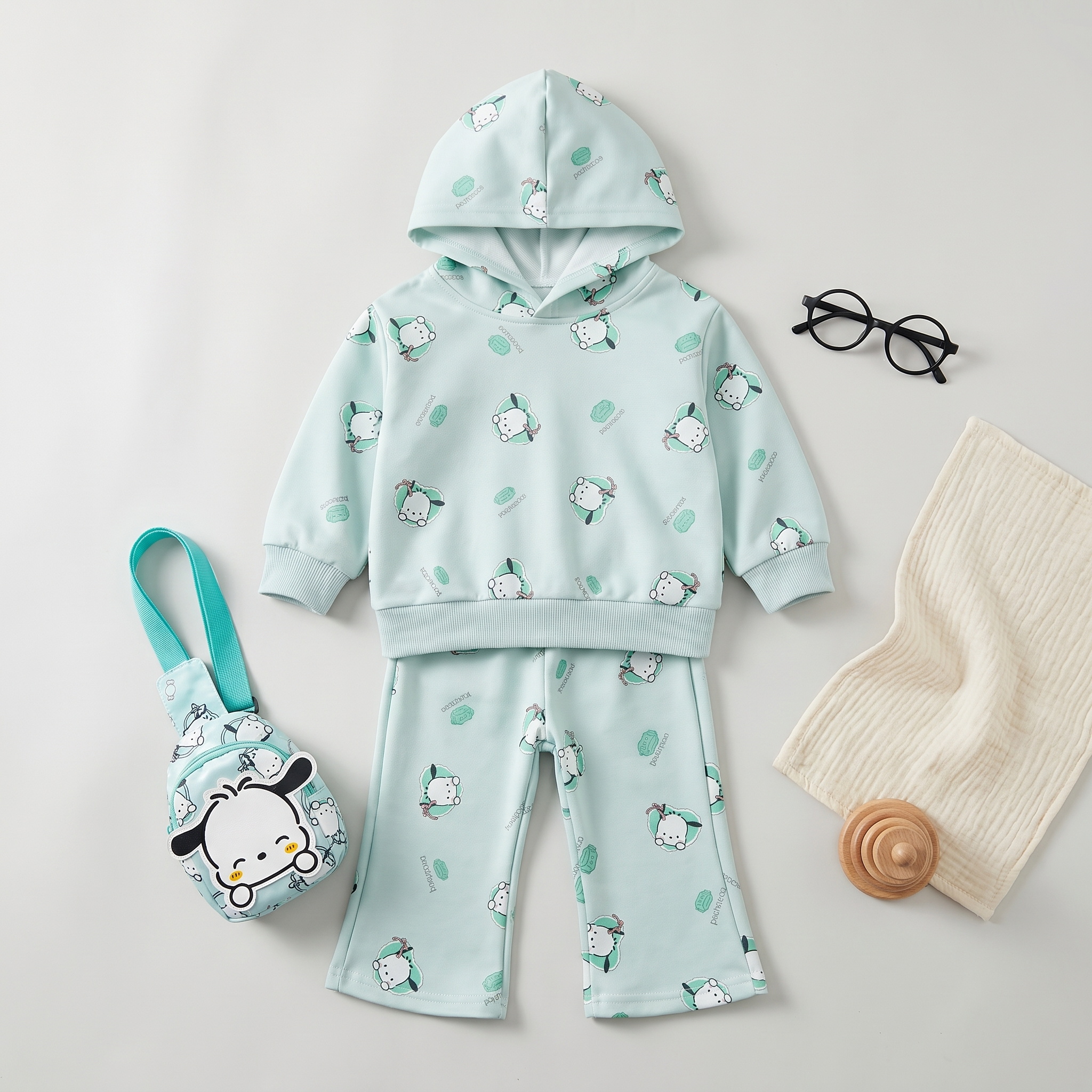 Pochacco Hooded Tracksuit Set with Crossbody Bag