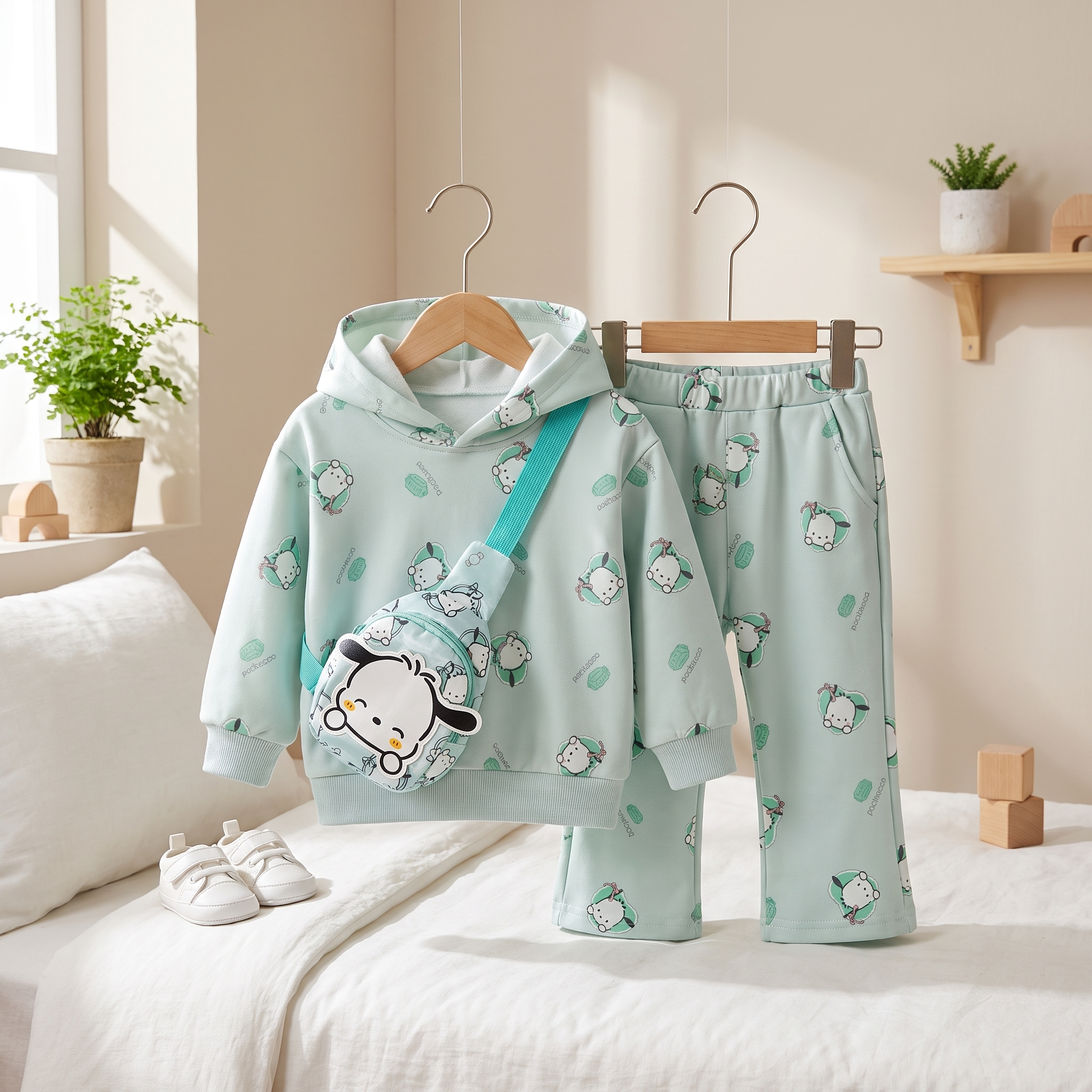 Pochacco Hooded Tracksuit Set with Crossbody Bag