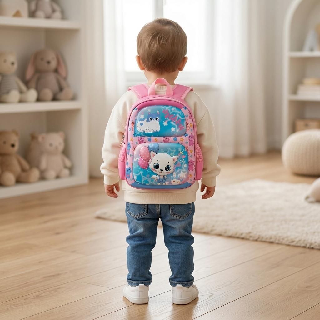 Cute Kitty Kids School Backpack – Pink