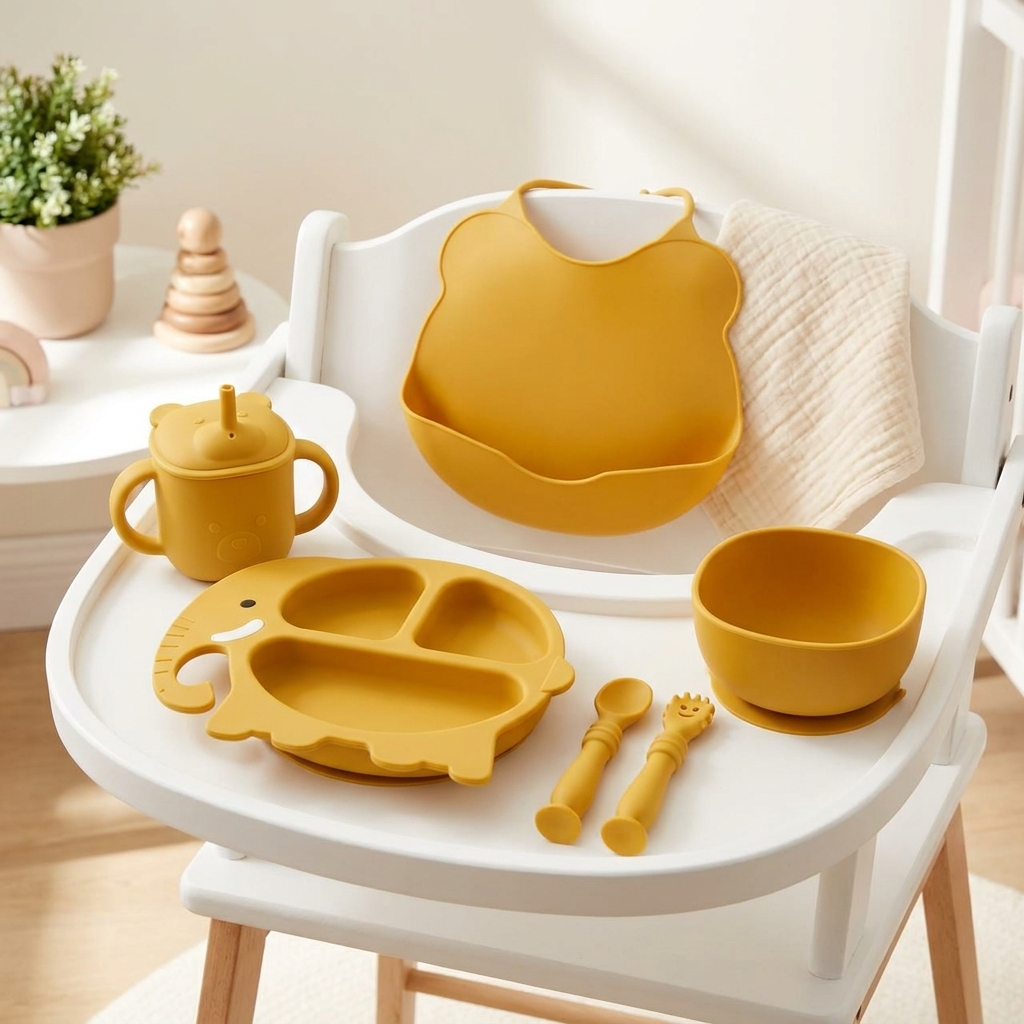 Premium Silicone Baby Feeding Set (8 Pieces)
