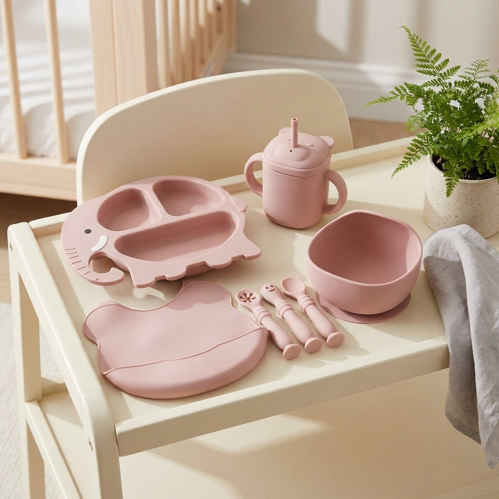 Premium Silicone Baby Feeding Set (8 Pieces)