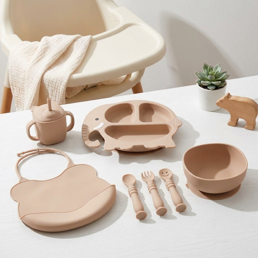 Premium Silicone Baby Feeding Set (8 Pieces)