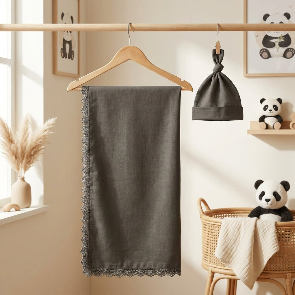 Premium Cotton Muslin Baby Wrapping Sheet with Matching Knot Cap