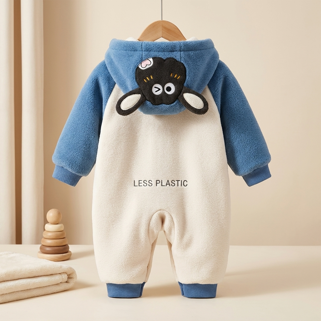 Baby Fleece Hooded Cartoon Romper