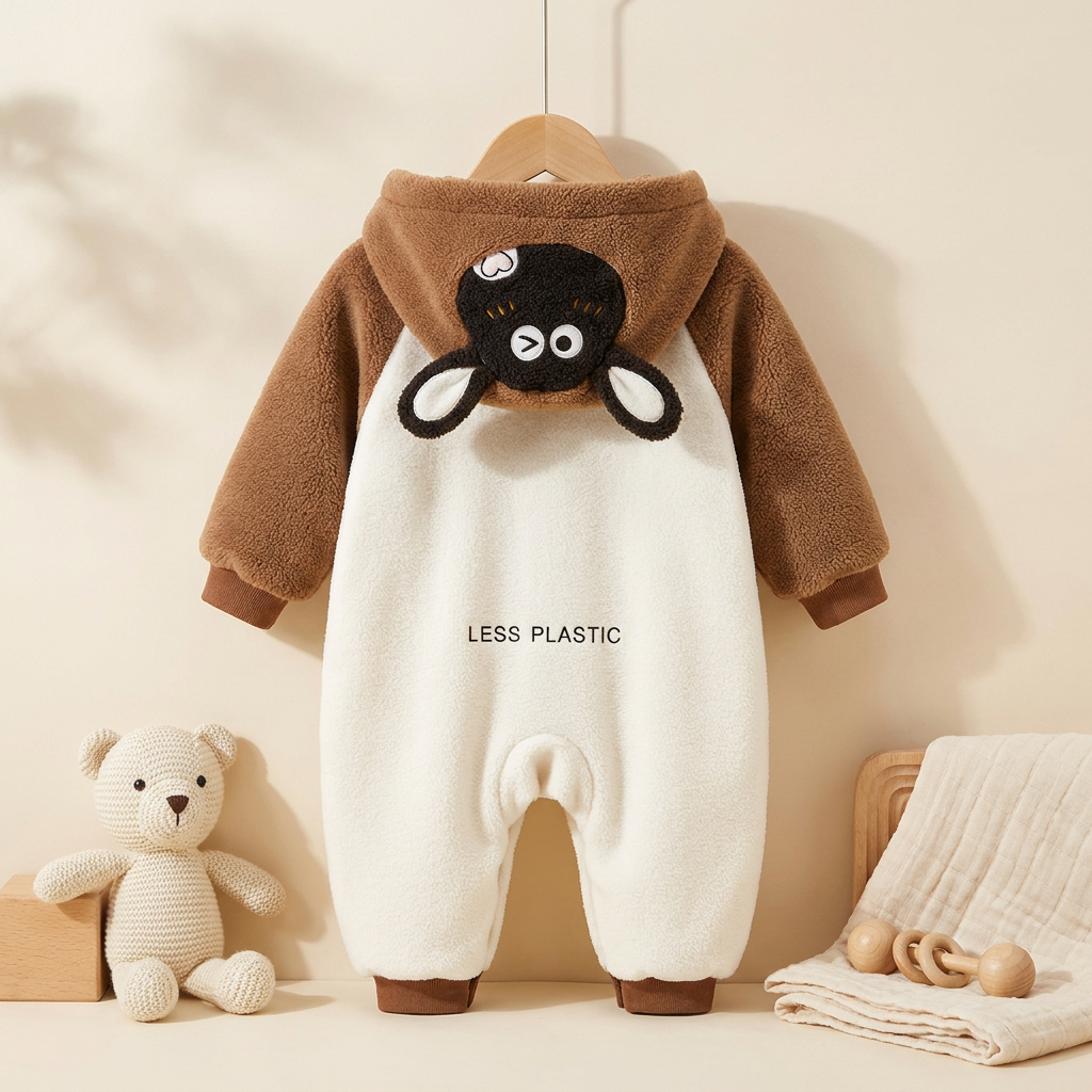 Baby Fleece Hooded Cartoon Romper