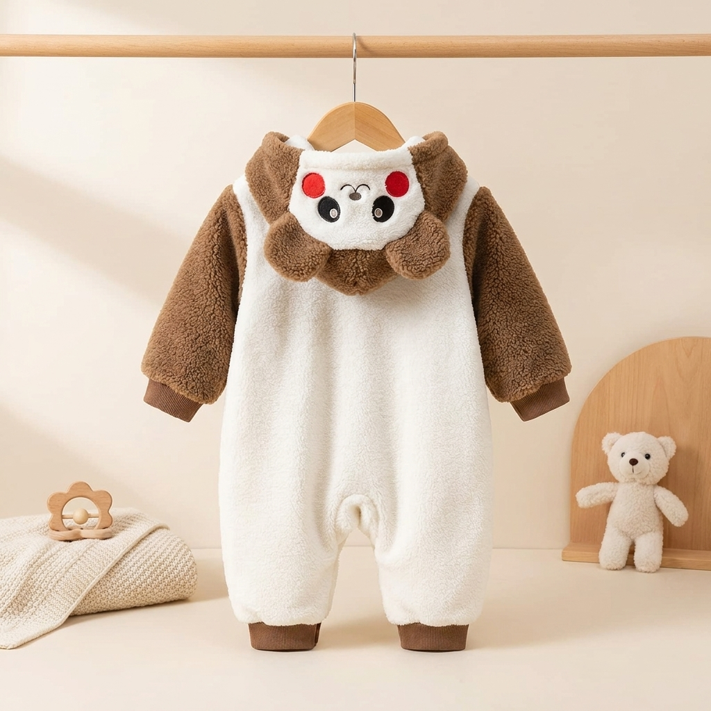 Baby Plush Panda Hooded Winter Romper