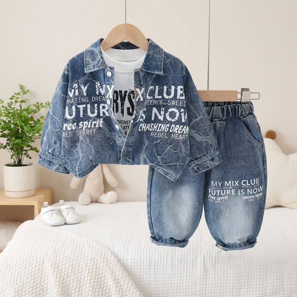 Boys Urban Denim Jacket & Jeans 3-Piece Set