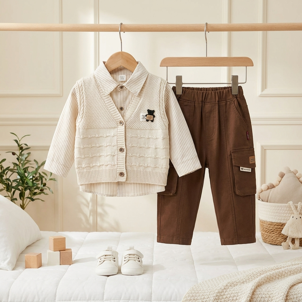 Classic Knit Boys 3-Piece Outfit Set