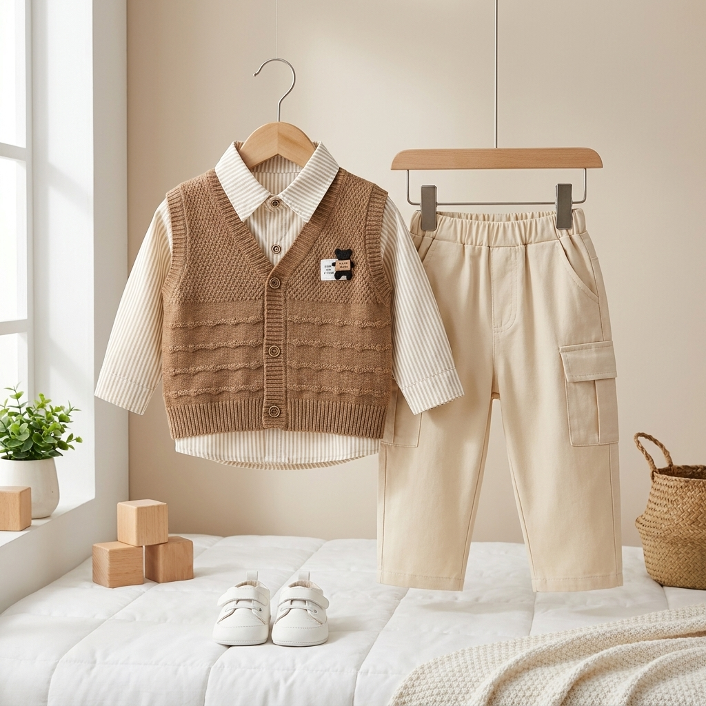 Classic Knit Boys 3-Piece Outfit Set