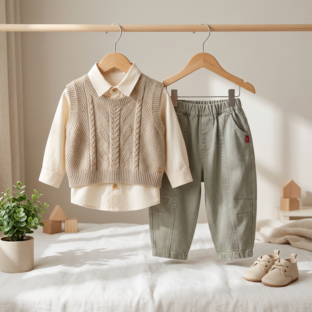 Classic Knit Vest Boys 3-Piece Outfit Set