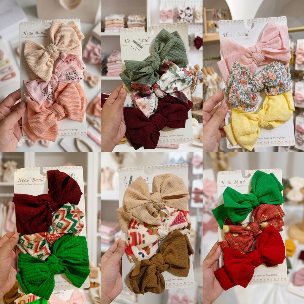 Baby Girls 6-Piece Premium Bow Headband Gift Set