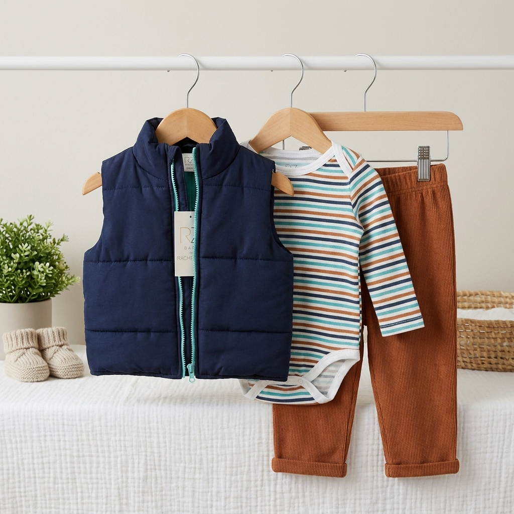 3-Piece Baby Puffer Vest Outfit Set
